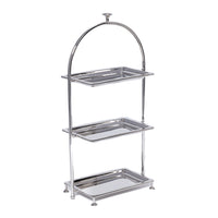 Zodax Lucente High Tea Polished Stainless Steel 3-Tier Serving Stand, Nickel