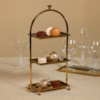 Zodax Lucente High Tea Polished Stainless Steel 3-Tier Serving Stand, Gold