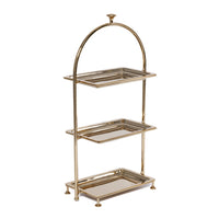 Zodax Lucente High Tea Polished Stainless Steel 3-Tier Serving Stand, Gold