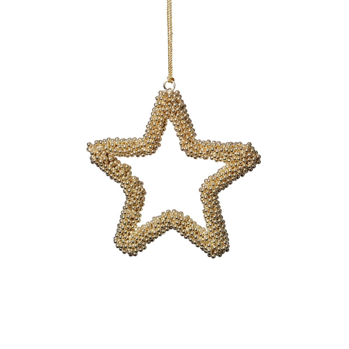 Zodax Golden Pearl Star Christmas Hanging Ornaments, Set of 12, 5"