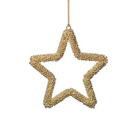 Zodax Golden Pearl Star Christmas Hanging Ornaments, Set of 12, 6"