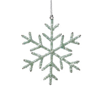 Zodax Beaded Snowflake Christmas Hanging Décor Ornaments, Set of 12, Green, 6"