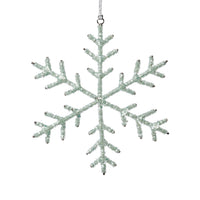Zodax Beaded Snowflake Christmas Hanging Décor Ornaments, Set of 12, Green, 8"