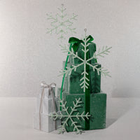 Zodax Beaded Snowflake Christmas Hanging Décor Ornaments, Set of 12, Green, 10"