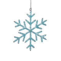 Zodax Beaded Snowflake Christmas Hanging Décor Ornaments, Set of 12, Blue, 6"