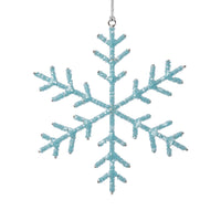 Zodax Beaded Snowflake Christmas Hanging Décor Ornaments, Set of 12, Blue, 8"