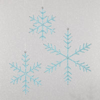 Zodax Beaded Snowflake Christmas Hanging Décor Ornaments, Set of 12, Blue, 10"