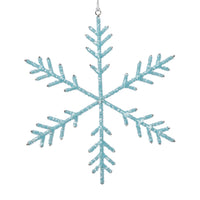 Zodax Beaded Snowflake Christmas Hanging Décor Ornaments, Set of 12, Blue, 10"
