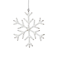 Zodax Beaded Snowflake Christmas Hanging Décor Ornaments, Set of 12, White, 6"