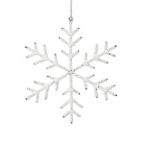 Zodax Beaded Snowflake Christmas Hanging Décor Ornaments, Set of 12, White, 8"