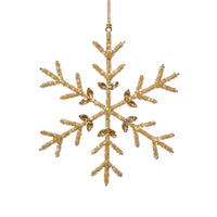 Zodax Golden Beaded Snowflake Christmas Hanging Ornaments, Set of 12, 8"