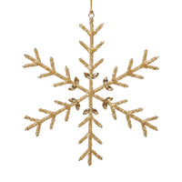 Zodax Golden Beaded Snowflake Christmas Hanging Ornaments, Set of 12, 10"