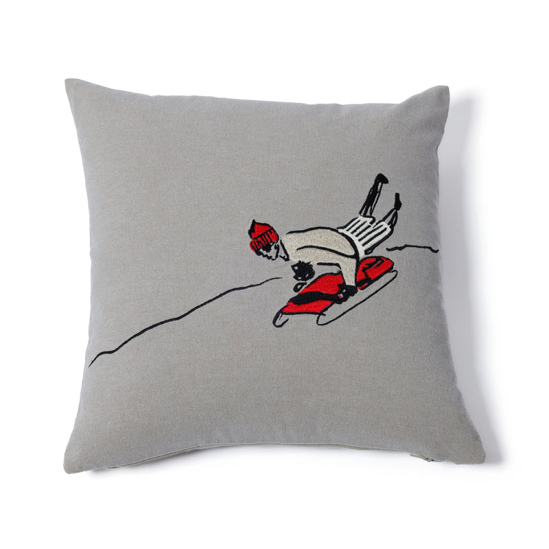 Zodax St. Moritz Glam Cotton Embroidered Throw Pillow, 16" x 16", Sledding