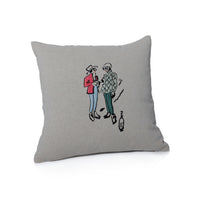 Zodax St. Moritz Glam Cotton Embroidered Throw Pillow, 16" x 16", Après Ski-Sipping Champagne