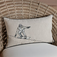Zodax Suvretta Linen Embroidered Lumbar Throw Pillow, Snowboarder