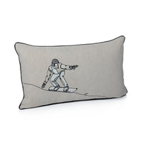 Zodax Suvretta Linen Embroidered Lumbar Throw Pillow, Snowboarder