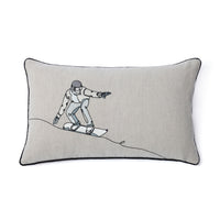 Zodax Suvretta Linen Embroidered Lumbar Throw Pillow, Snowboarder