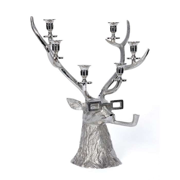 Zodax Pipe-Lit Stag 6-Tier Decorative Metal Taper Candleholder, Nickel