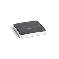 Zodax Roku Silver Border Black Marble Drink Coasters, Set of 6