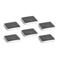 Zodax Roku Silver Border Black Marble Drink Coasters, Set of 6