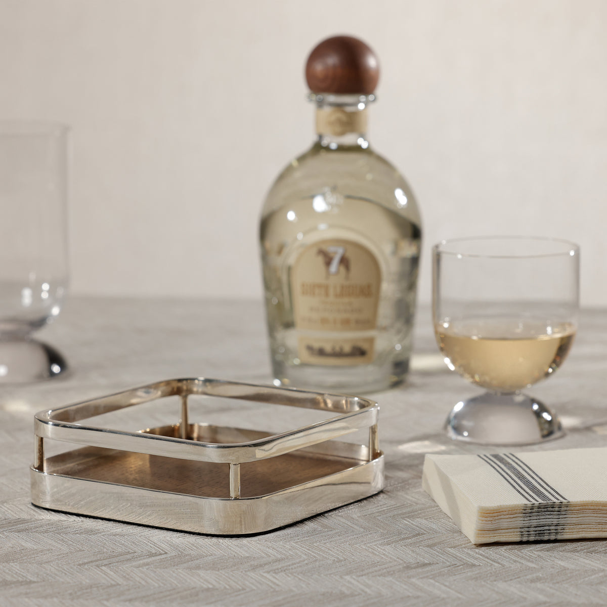 Zodax Linea Stainless Steel & Wood Cocktail Napkin Holder