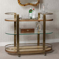 Zodax Sloane Oak Wood Metal Oval Bar Cart