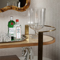 Zodax Sloane Oak Wood Metal Oval Bar Cart