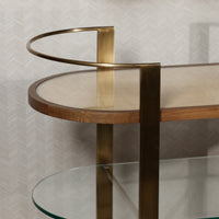 Zodax Sloane Oak Wood Metal Oval Bar Cart