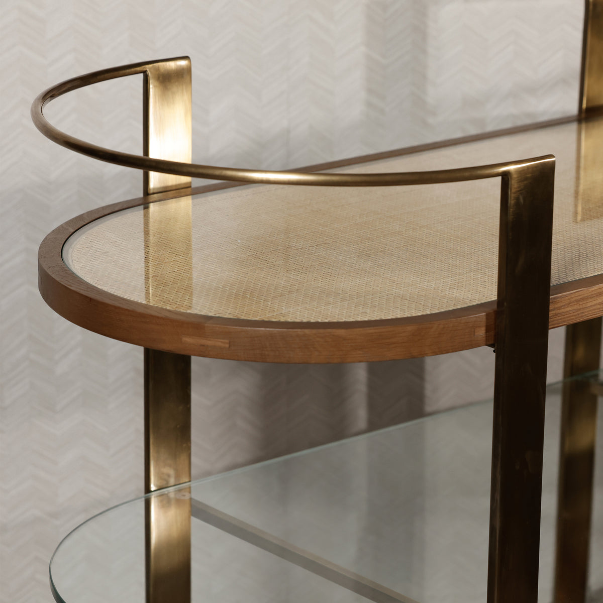 Zodax Sloane Oak Wood Metal Oval Bar Cart