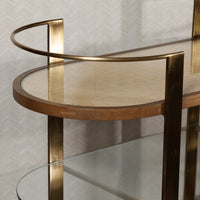 Zodax Sloane Oak Wood Metal Oval Bar Cart