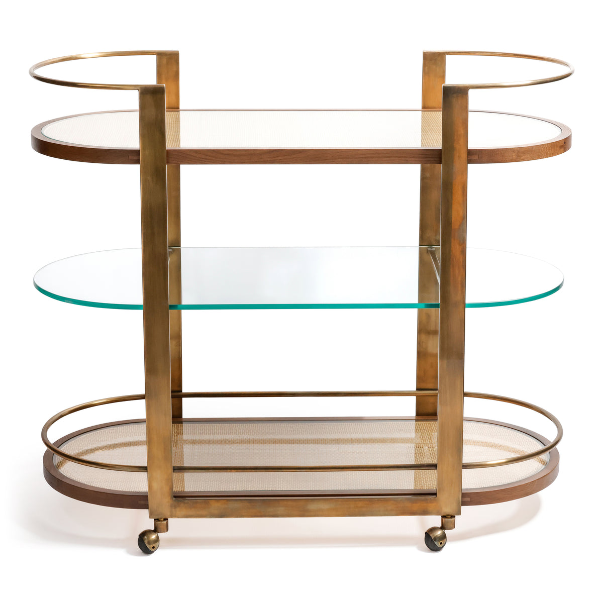Zodax Sloane Oak Wood Metal Oval Bar Cart
