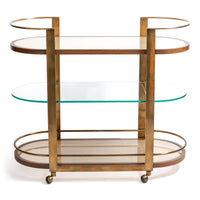 Zodax Sloane Oak Wood Metal Oval Bar Cart