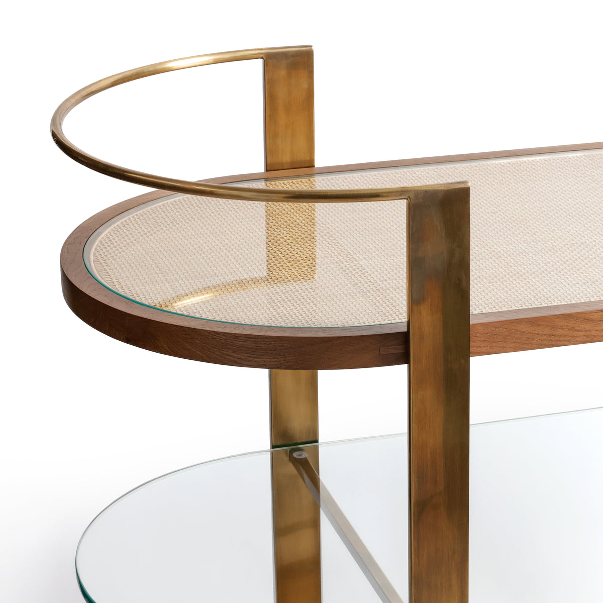 Zodax Sloane Oak Wood Metal Oval Bar Cart