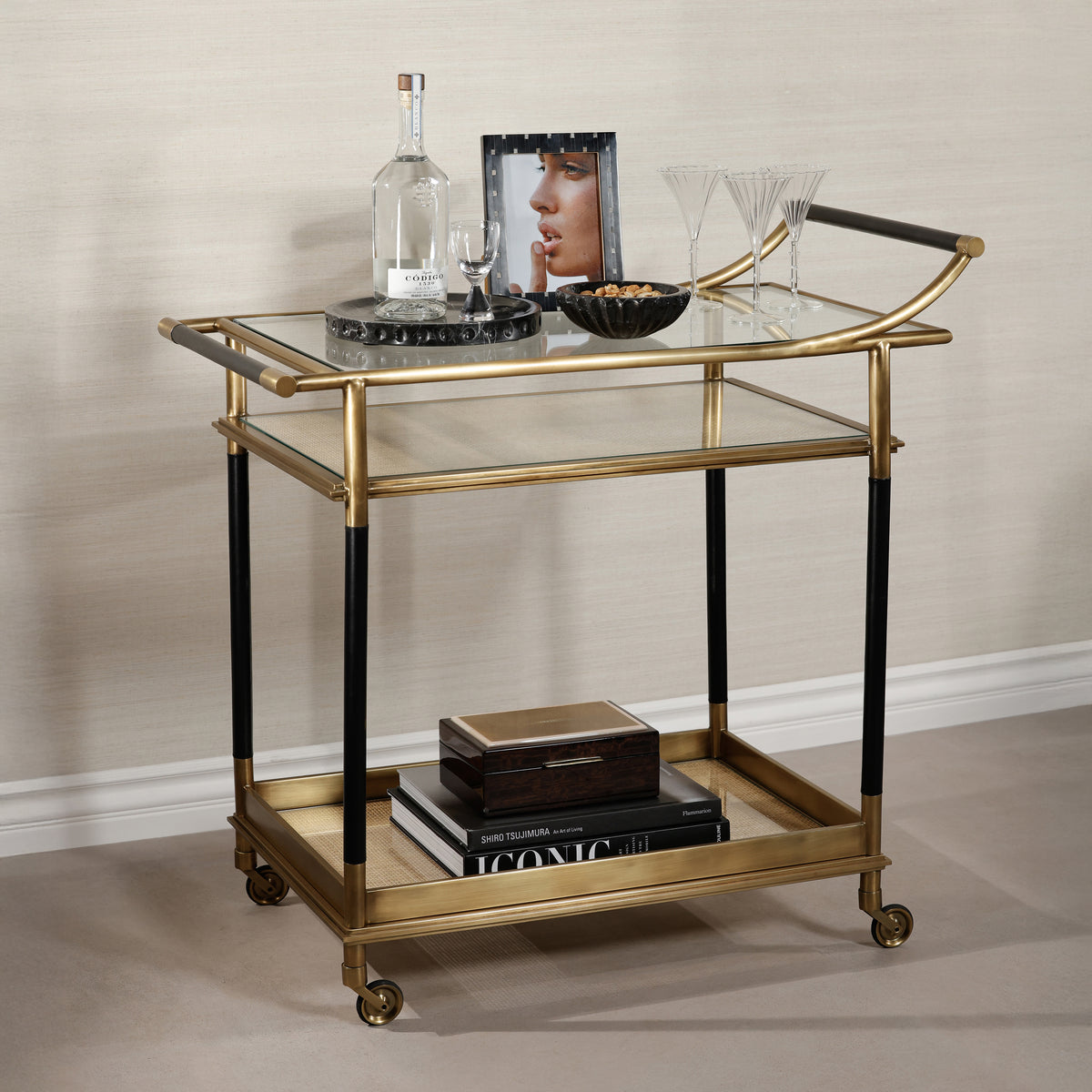 Zodax Mayfair 59 Three-Tier Bar Cart