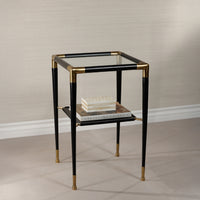 Zodax Peninsula Leather and Glass Side Table