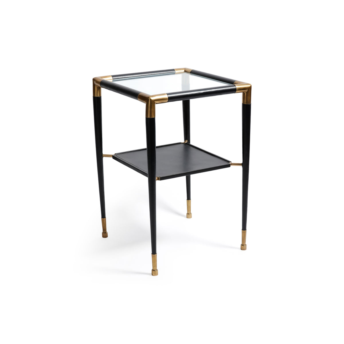 Zodax Peninsula Leather and Glass Side Table