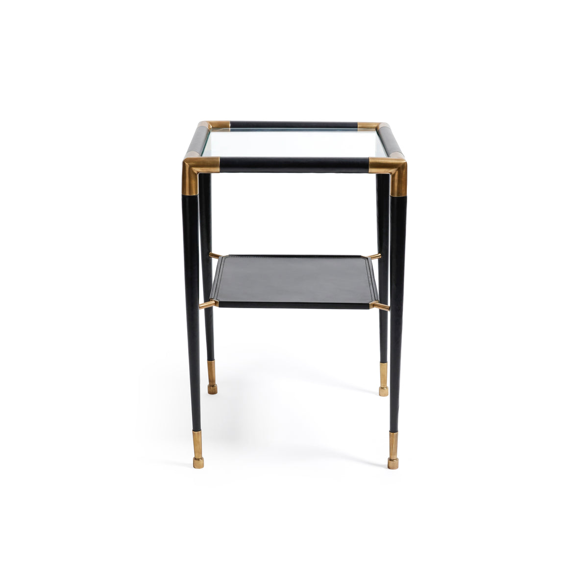 Zodax Peninsula Leather and Glass Side Table