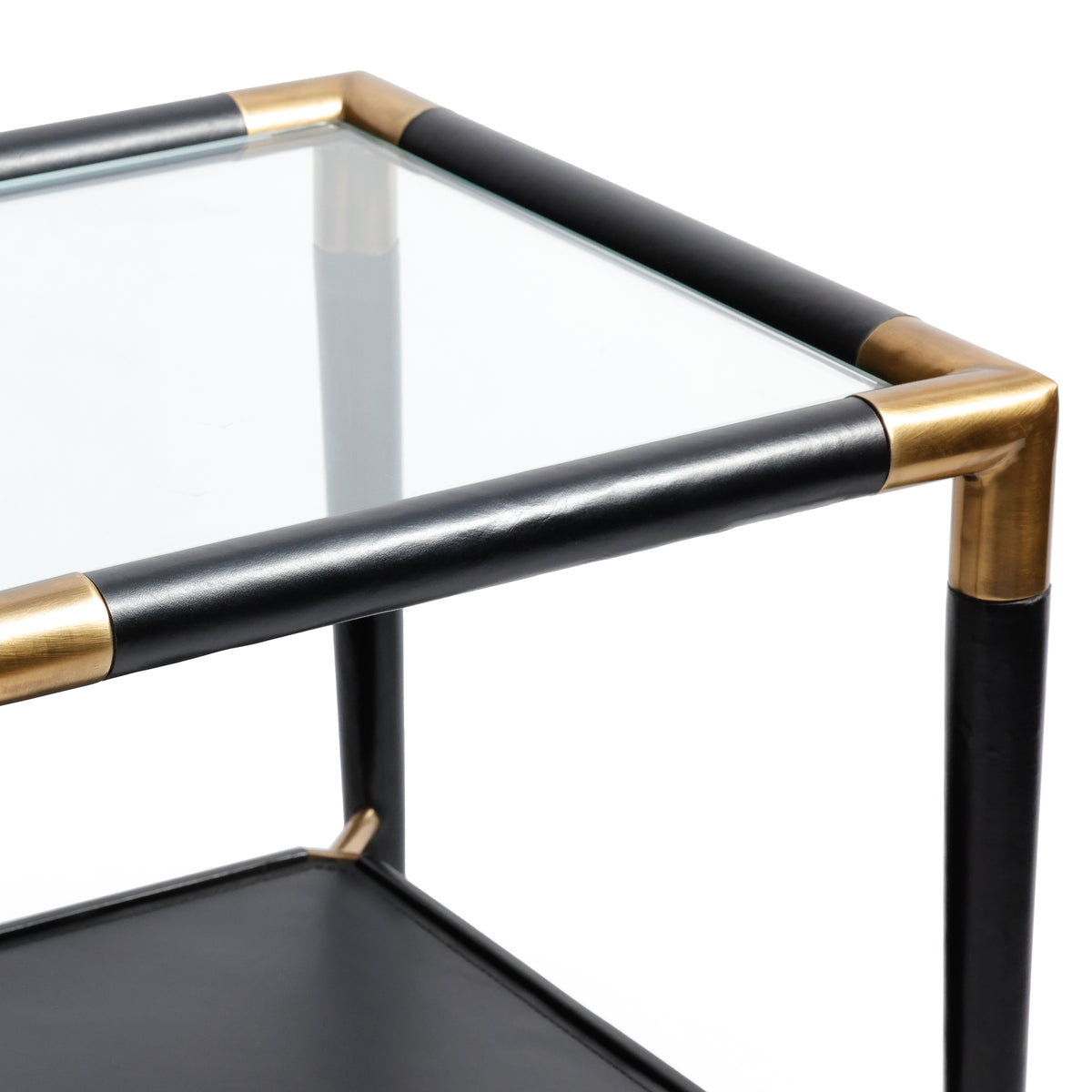 Zodax Peninsula Leather and Glass Side Table