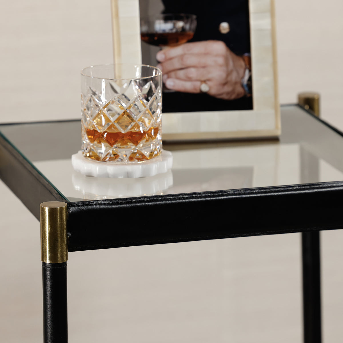 Zodax Park Lane 18 Leather Side Table