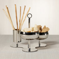 Zodax Locarno Polished Silver 3-Tier Condiment Server with Handle