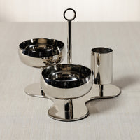 Zodax Locarno Polished Silver 3-Tier Condiment Server with Handle