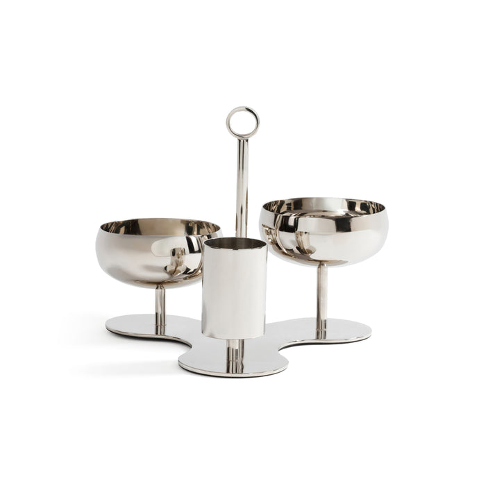 Zodax Locarno Polished Silver 3-Tier Condiment Server with Handle