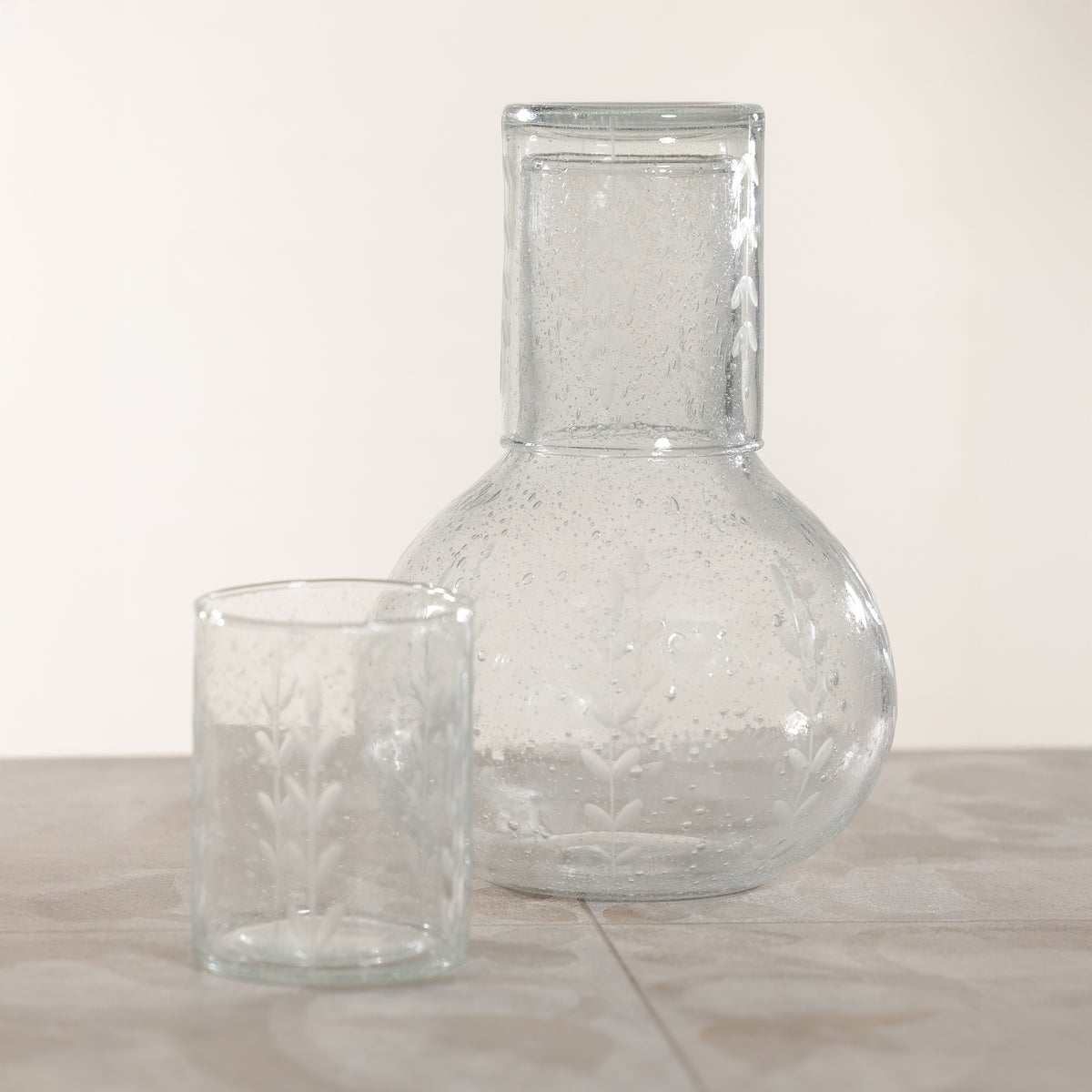 Zodax Caspian Etched Glass Carafe with Bubble Design