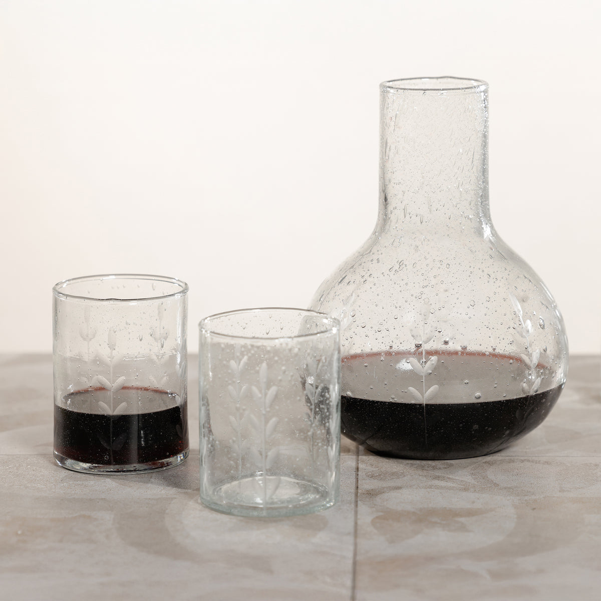 Zodax Caspian Etched Glass Carafe with Bubble Design