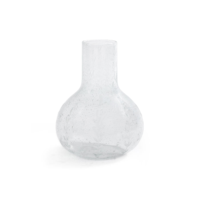 Clear glass vase on a white background