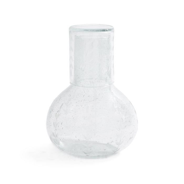 Clear glass vase on a white background
