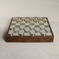 Zodax Luxury Chess & Checkers Game Set with Wood Veneer Board - London