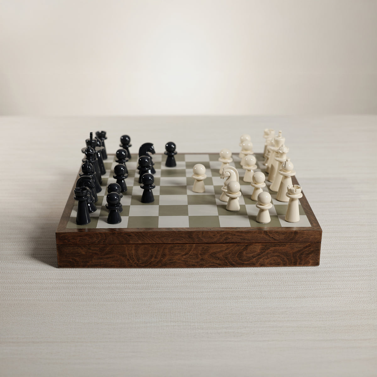 Zodax Luxury Chess & Checkers Game Set with Wood Veneer Board - London