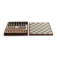 Zodax Luxury Chess & Checkers Game Set with Wood Veneer Board - London