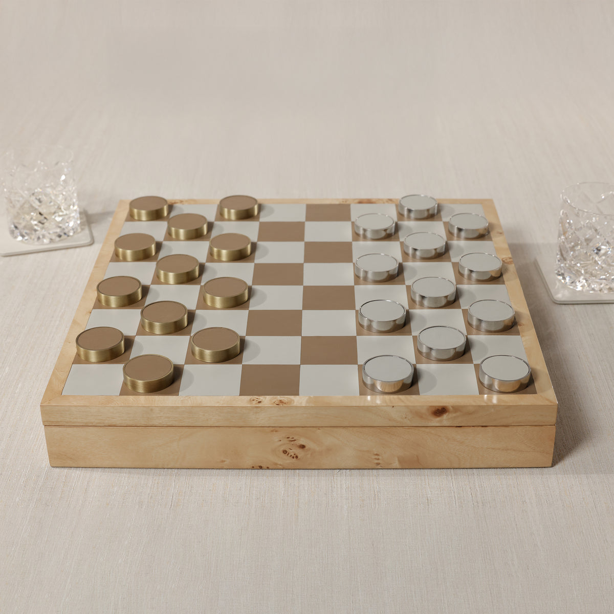 Zodax Luxury Chess & Checkers Game Set with Wood Veneer Board - Copenhagen